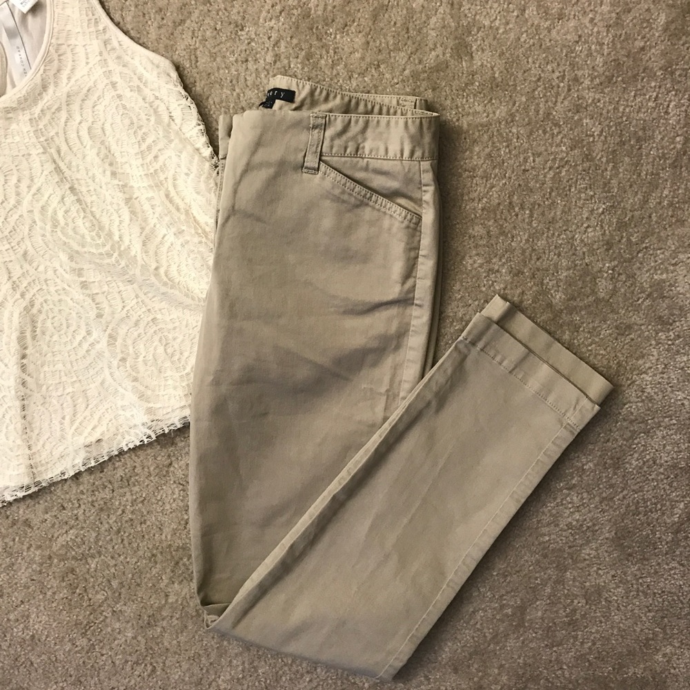 Theory Yodi Stretch tan pants straight leg sz 4